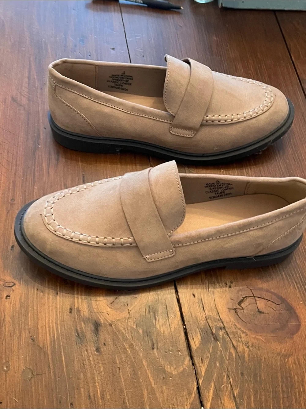 Old Navy Taupe Suede Penny Loafers - Women's Flats - Picture 3 of 5